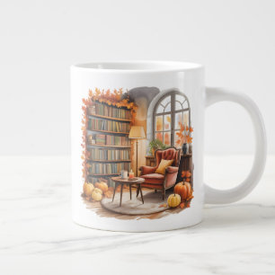 Fall Window Reading Mug — Cozy Chair & Books