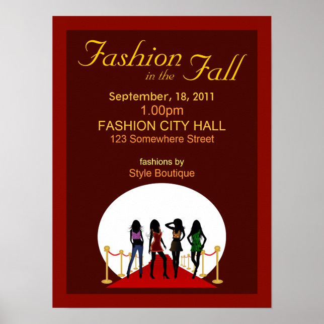 Fall Winter Fashion Show Designer Red Posters (Devant)