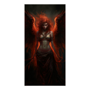 Fallen Fire Angel - Affiche d'art Dark Fantasy