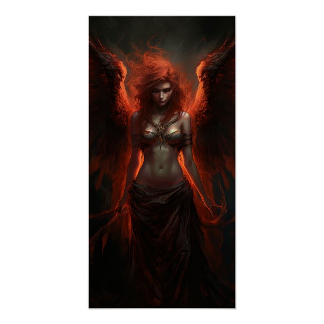 Fallen Fire Angel - Affiche d'art Dark Fantasy (Devant)