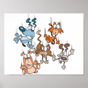 Falling Cats And Dogs Poster