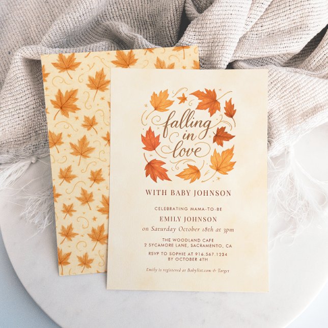 Falling In Love Fall Leaves Baby Shower Invitation (Créateur téléchargé)