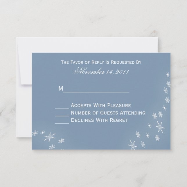 Falling Snowflakes Winter Wedding Cartes RSVP (Devant)