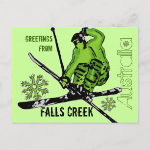 Falls Creek Australie thème vert ski carte postale
