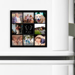 Famille 8 photo collage monogramme nom keepsar<br><div class="desc">Monogramme personnalisé et nom avec famille établie année 8 photo grille élégante simple noir et blanc modèle photo de conservation créent votre propre carte magnétique.        Un cadeau de Noël,  anniversaire de famille,  nouveau foyer ou Thanksgiving.</div>