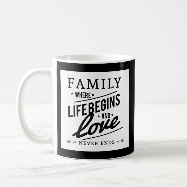Famille, amour, tasse de café personnalisée de (Gauche)