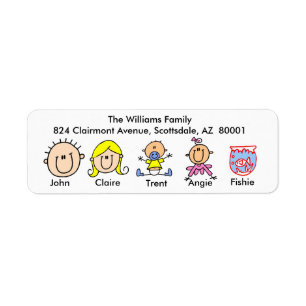Famille avec des étiquettes de adresse de poissons