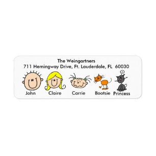 Famille avec deux étiquettes de adresse de chats