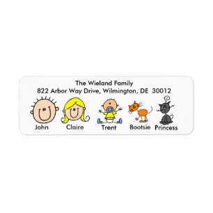 Famille avec deux étiquettes de adresse de chats