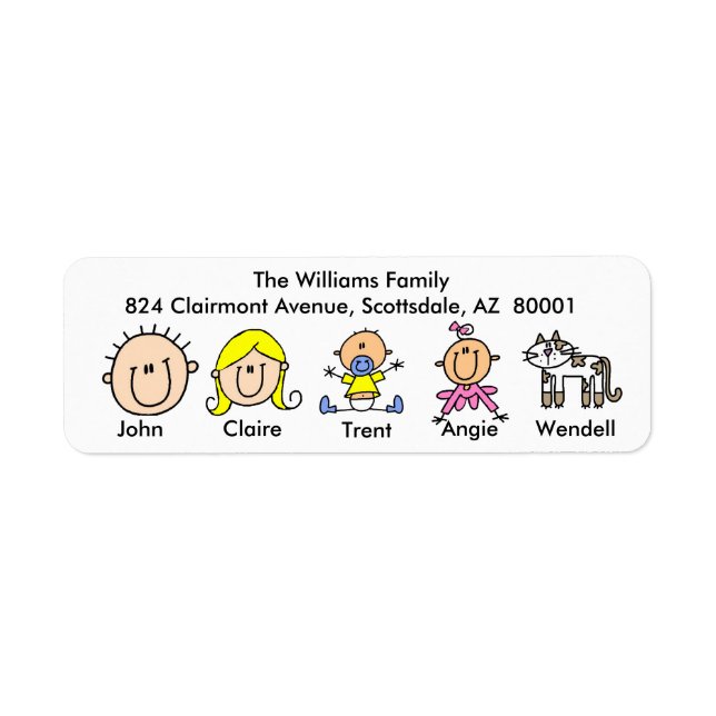 Famille Avec Étiquettes de adresse Chat (Devant)