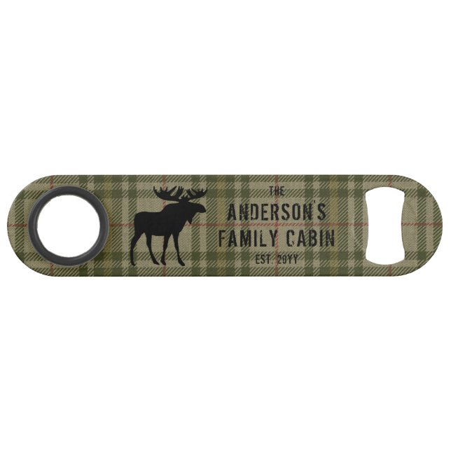Famille Cabine Moose Pine Trees Sage Green Plaid (Devant (Horizontal))