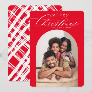 FAMILLE CARTE PHOTO joyeux cadre de noël arche RED