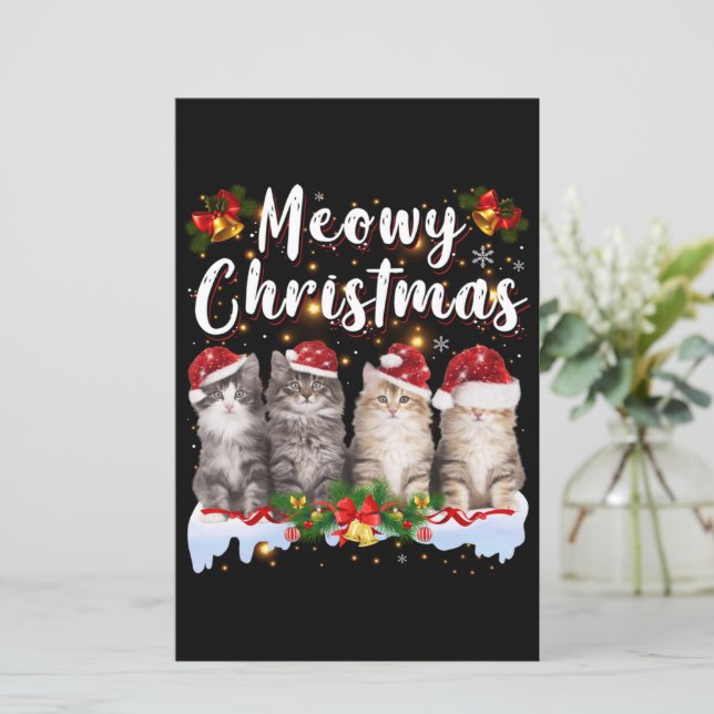 Famille Cat Meowy Correspondant Pajamas de Noël Pè (Debout devant)