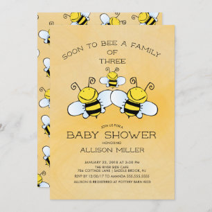 Famille de 3 Baby showers d'abeilles Invitation