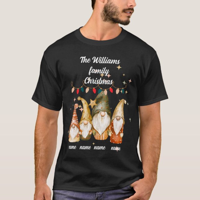 Famille de 4 Gnome T-shirt de Noël (Devant)