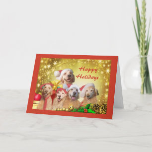 Famille de cartes de Noël Golden Retriever
