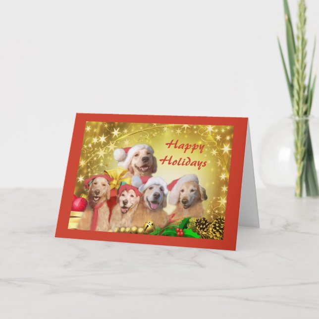 Famille de cartes de Noël Golden Retriever (Devant)