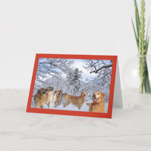 Famille de cartes de Noël Golden Retriever