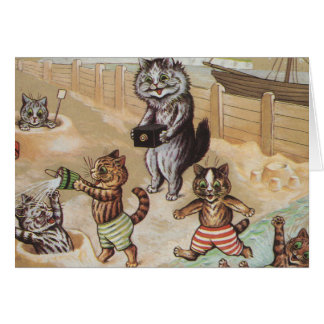 Famille de chat à la plage
