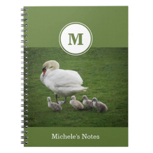 Famille de cygne en vert Carnet photo