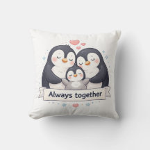 Famille de manchots coussin décoratif - Always Tog