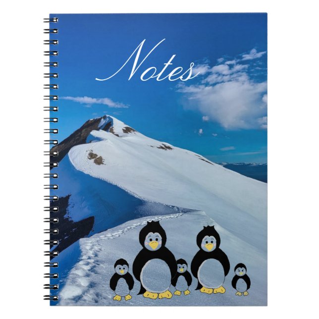 Famille de manchots dans le cahier de neige (Devant)