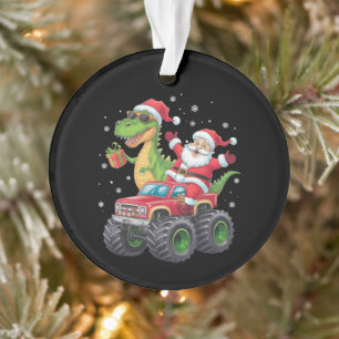 Famille de Noël assortie Santa Truck Dinosaur 
