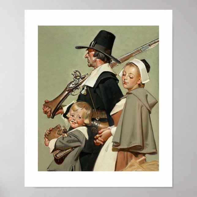 Famille de pèlerins. Poster d'art (Devant)