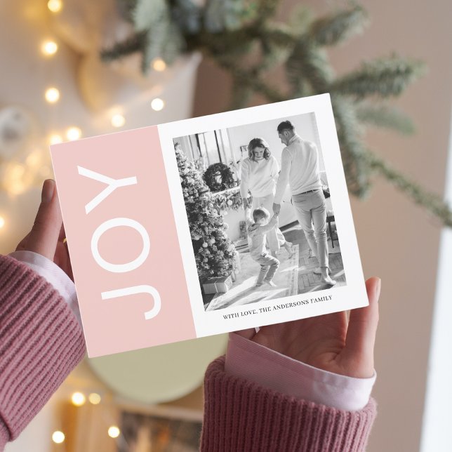 Famille de photos de Noël | Carte postale Pink Joy (Créateur téléchargé)
