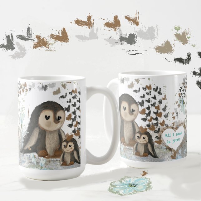 Famille de pingouins mignon Mug (Cute penguins family Mug)