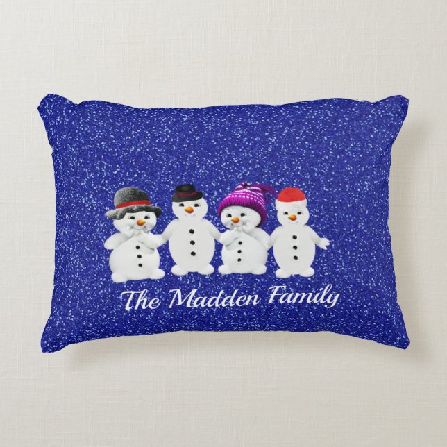 Famille de quatre Snowmen Coussin d'accentuation d (Devant)
