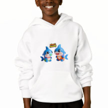 Famille de Requin Mignonne en Personnage de Dessin