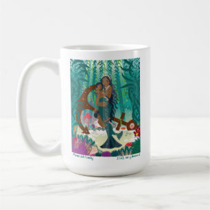 Famille de sirènes (peau brune et yeux) Mug