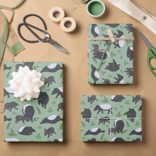 Famille de Tapir Mignonne, Papier Cadeau Anniversa
