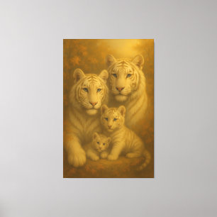 Famille de Tigre Blanc Majestueux – Toile d'Art Fi