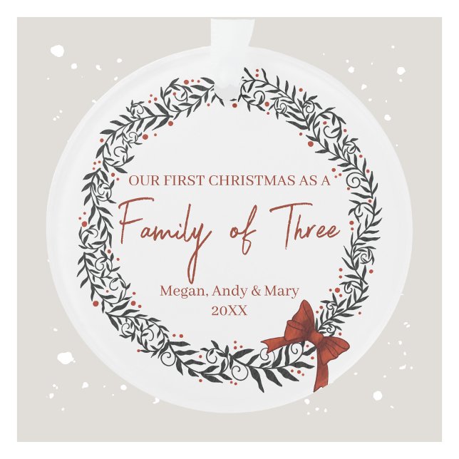 Famille de trois ornement de Noël personnalisé (Family of Three Personalized Christmas Ornament)