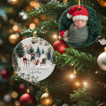 Famille de trois | Premier ornement de Noël<br><div class="desc">Célébrez la joie de votre famille grandissante avec ce magnifique "Famille des Trois" Premier Ornement de Noël. Avec une scène chaleureuse de deux rennes avec leur adorable veau dans une forêt déchirée par la neige, cet ornement saisit parfaitement la magie de votre première saison de vacances en trio. La délicate...</div>