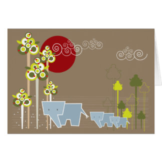 Famille D'Éléphants Whimsical Dans La Forêt Et Le
