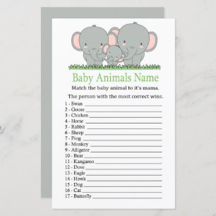 Famille éléphant Bébé Animaux Nom Jeu