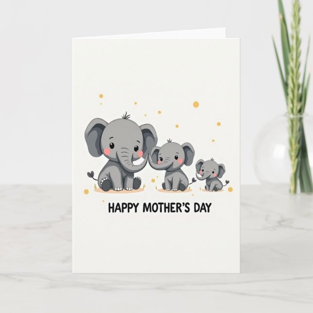 Famille Éléphant Douce Carte (Devant)