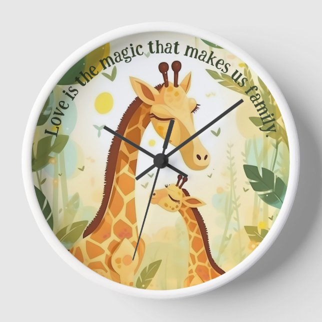 Famille Giraffe | Animal | Horloge murale (Recto)