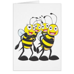 Famille heureuse d'abeille ayant l'amusement