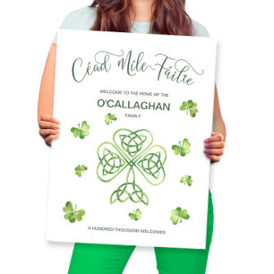 Famille irlandaise Affiche de bienvenue Cead Mile 
