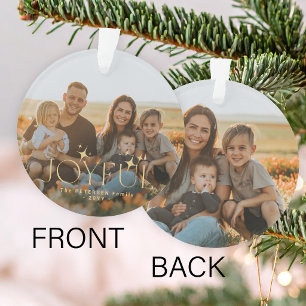 Famille joyeuse deux photos recto verso Noël