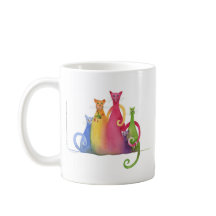 Famille mélangée de 5, tasse d'art d'aquarelle