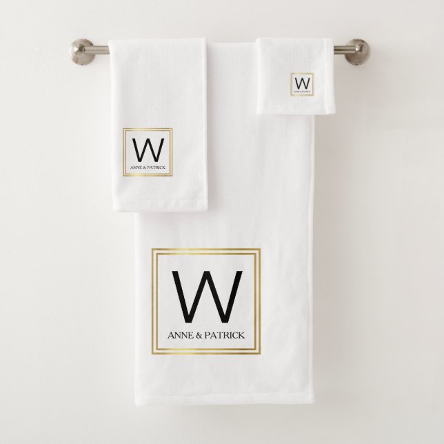 Famille Monogramme Couple Noms Ensemble de serviet (En situation)