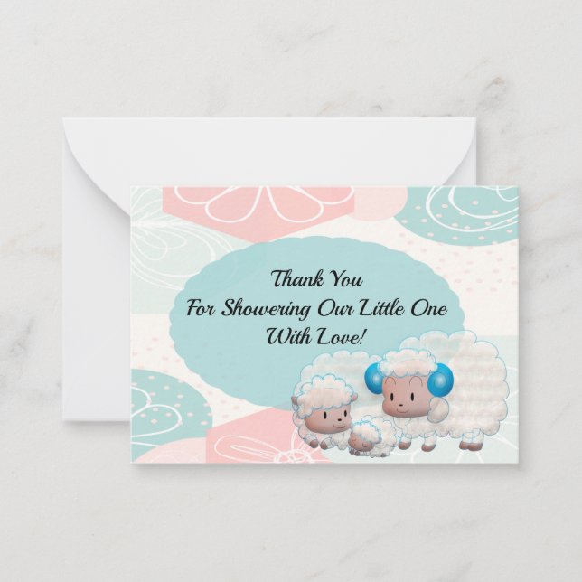 Famille Moutons Sur Carte de remerciements Arrière (Devant)