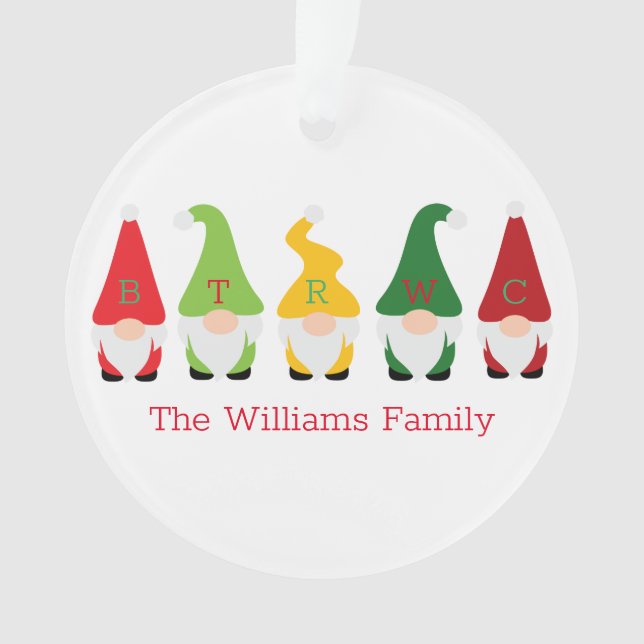 Famille Noël Gnomes Rouge Vert Nom Festif Amusants (devant)