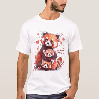 Famille Panda Rouge : Maman, Je T'Aime T-shirt