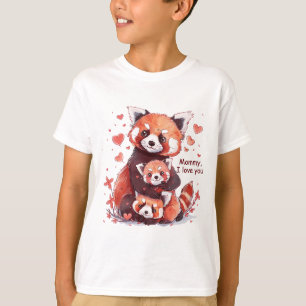 Famille Panda Rouge : Maman, Je T'Aime T-shirt